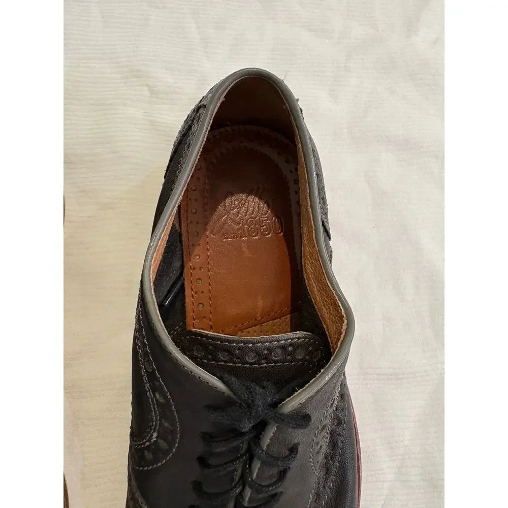 Johnston & Murphy 1850 Cap Toe Brogue Oxfords Men's 8 M Dark Gray Leather